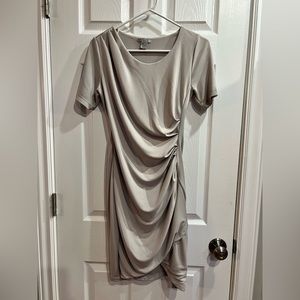 H&M Dress Size Small Sheath Draped Round Neck Short Sleeve Knee Length Gray